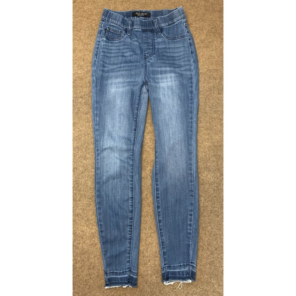 Judy Blue Jeans Womens 0/24 Pull On Skinny High Waist Release Hem Stretch Denim